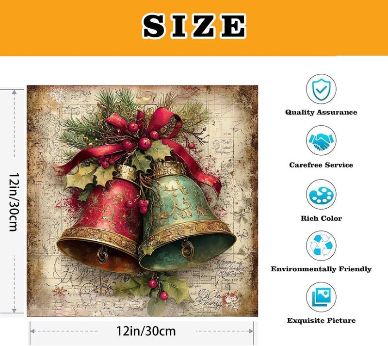 VIGEGU Christmas Paint by Numbers Kit for Adults with Framed,Christmas Bell Paint by Number DIY Adult Paint by Number Kits for Wall Decor 12x12in - Image 4